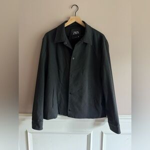 Zara Men’s Snap Button Jacket Lined Charcoal Grey Size 2XL